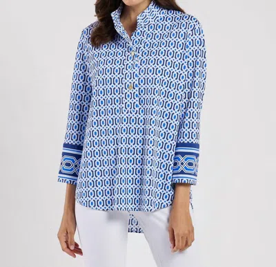 Jude Connally Belinda Top In Terrace Geo Border/beacon Blue