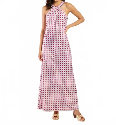 Jude Connally Bernadette High Neck Dress In Petite Rattan Raspberry Gold In Pink