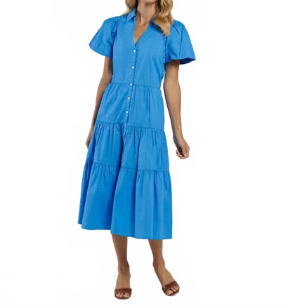 JUDE CONNALLY BETSY BUTTON-DOWN MIDI DRESS IN CORNFLOWER