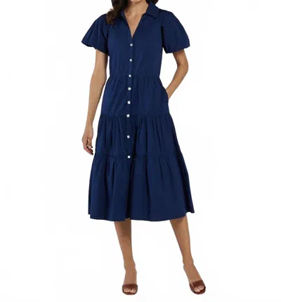 Jude Connally Betsy Button-down Midi Dress In Navy In Blue