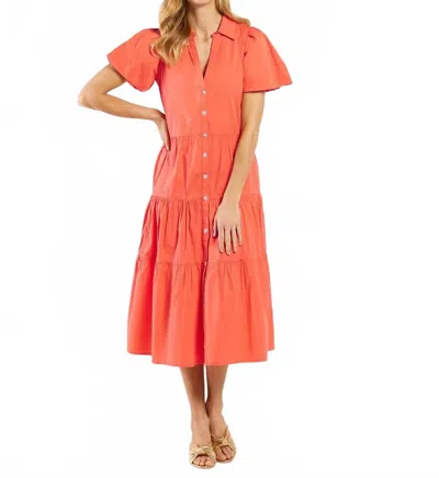 Jude Connally Betsy Stretch Poplin Dress In Coral In Pink