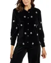 Jude Connally Brandy Velvet Studded Point Collar Shirt In Black Sparkle In Black