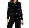 Jude Connally Brandy Velvet Studded Point Collar Shirt In Black Sparkle In Black