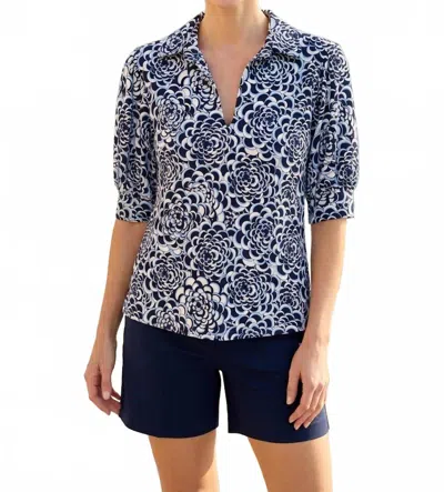 Jude Connally Calista Top In Blooms Navy/white In Blue
