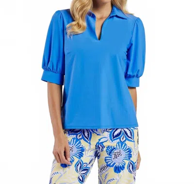 Jude Connally Calista V-neck Top In Harbor Blue In Multi