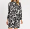 Jude Connally Cameron Long Sleeve Dress In Python Black In Black