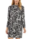 Jude Connally Cameron Long Sleeve Dress In Python Black In Black