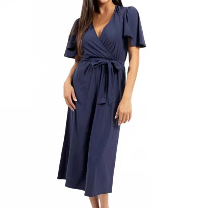 Jude Connally Camille Midi Dress In Jude Cloth Navy In Blue