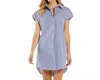 Jude Connally Carter Dress Cotton Shirting In Stripe Navy In Blue