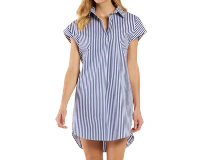 Jude Connally Carter Dress Cotton Shirting In Stripe Navy In Blue