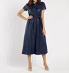 Jude Connally Cecelia Faux Leather Dress In Navy In Blue