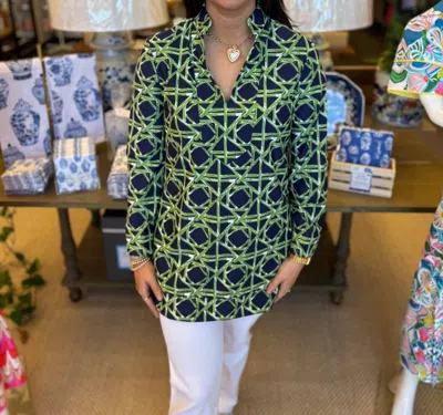 Jude Connally Chris Top In Bamboo Rattan Navy