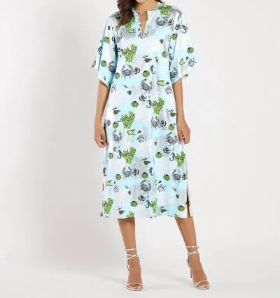 Jude Connally Kallan Midi Dress In Aqua Ocean Print In Blue