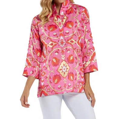 Jude Connally Cricket Cotton Voile Top In Gilded Garden Peony Pink Gold In Multi