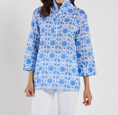 Jude Connally Cricket Long Sleeve Top In Bamboo Rattan Harbor Blue