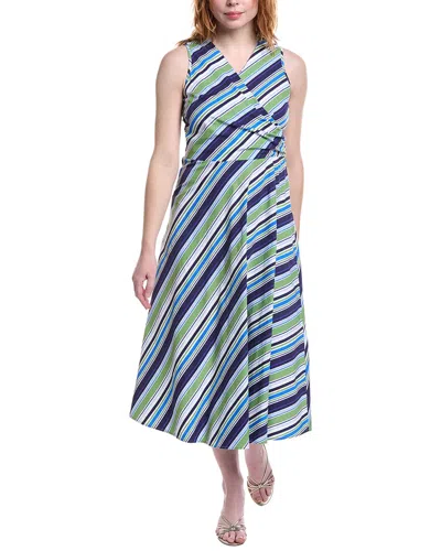 Jude Connally Easton Stretch Poplin Midi Dress In Umbrella Stripe Navy In Multi