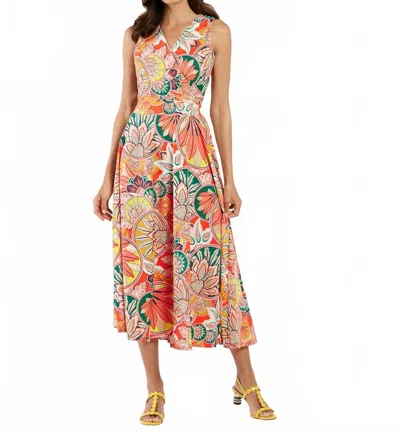Jude Connally Easton Wrap Dress In Stained Glass Coral Gold