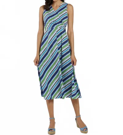 Jude Connally Easton Wrap Midi Dress In Umbrella Stripe Navy