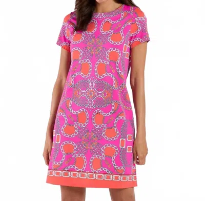 Jude Connally Ella Mini Dress In Heritage Chains Hot Pink In Multi