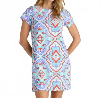 Jude Connally Ella Short Sleeve Mini Dress In Fez Tile Light Aqua In Blue