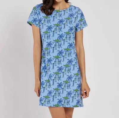 Jude Connally Ella Short Sleeve Mini Dress In Pagoda Pinstripe Blue In Multi