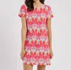Jude Connally Ella Short Sleeve Mini Dress In Paradise Ikat Peony In Multi