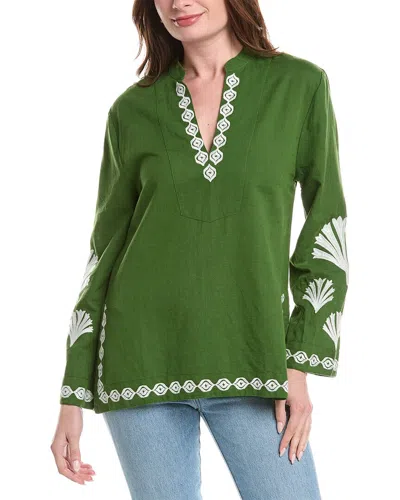 Jude Connally Elyce Linen-blend Top In Green