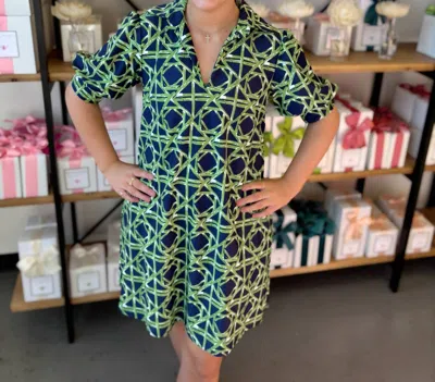 Jude Connally Emerson Dress In Bamboo Rattan Navy In Blue