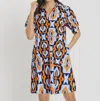 JUDE CONNALLY EMERSON DRESS IN BUTTERFLY TILE NAVY