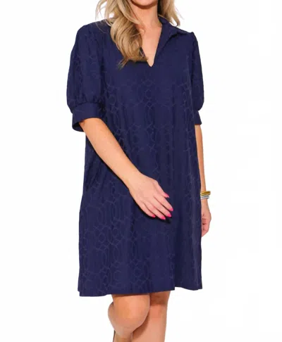 Jude Connally Emerson Jacquard Dress In Garden Gate Navy In Blue
