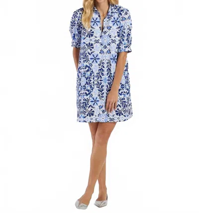 Jude Connally Emerson Mini Dres In French Tile White In Blue