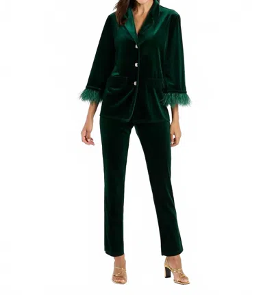 Jude Connally Essie Jacket Stretch Velvet Blazer In Palace Green