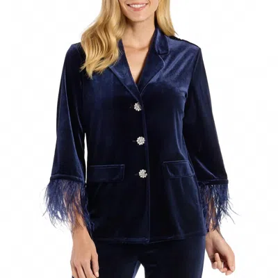 Jude Connally Essie Stretch Velvet Jacket In Navy In Blue