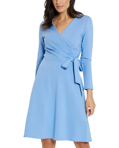 Jude Connally Farrah Ponte Faux Wrap Dress In Blue
