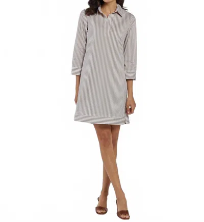 Jude Connally Finley Mini Shift Dress In Cotton Stripe Sand In Multi