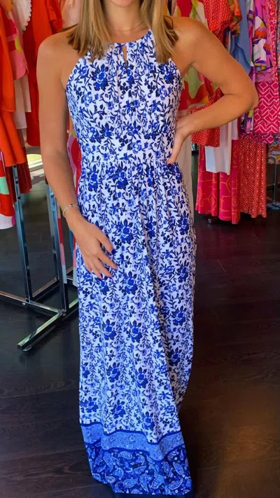 Jude Connally Floral-paisley Mia Maxi Dress In Blue/white