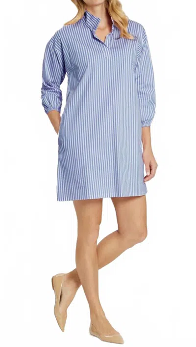 Jude Connally Florence Dress In Cotton Stripe In Blue