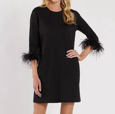 Jude Connally Franca Dress In Black Feathers In Multi