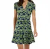 Jude Connally Ginger V-neck Mini Dress In Bamboo Rattan Navy In Green