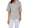 Jude Connally Goldie Cotton Stripe Top In Sand In Gray