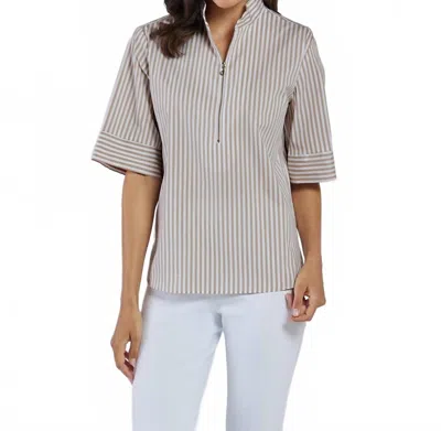 Jude Connally Goldie Cotton Stripe Top In Sand In Gray