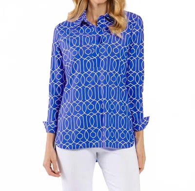 Jude Connally Hadley Button Down Top In Garden Gate Cobalt In Blue