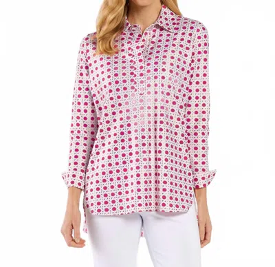 Jude Connally Hadley Button Down Top In Petite Rattan Raspberry Gold In Multi