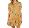 Jude Connally Harriet Mini Dress In Peacock Floral Sunset In Multi