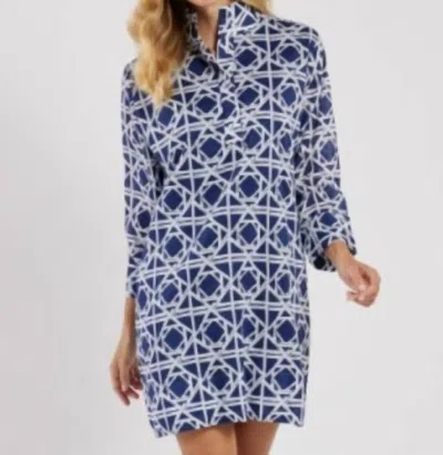 Jude Connally Helen Bamboo Rattan Dress In Navy White