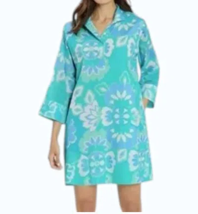 Jude Connally Helen Dress In Blooming Tile Aqua In Multi