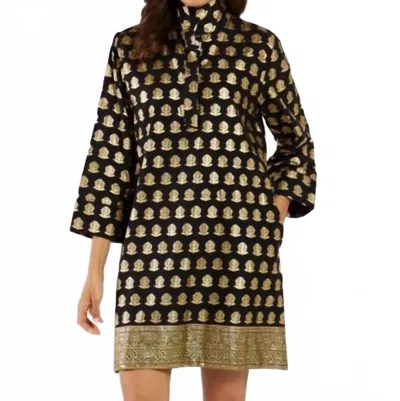 Jude Connally Helen Mini Dress In Foulard Border Black Gold