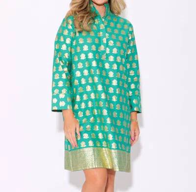 Jude Connally Helen Mini Dress In Jade/ Gold In Green