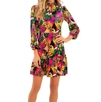 Jude Connally Henley Dress In Jungle Floral Sand In Multi