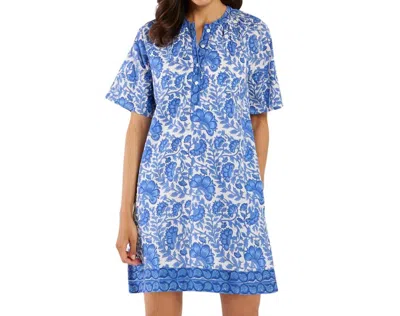 Jude Connally Hollis Dress In Sapphire Garden White In Blue